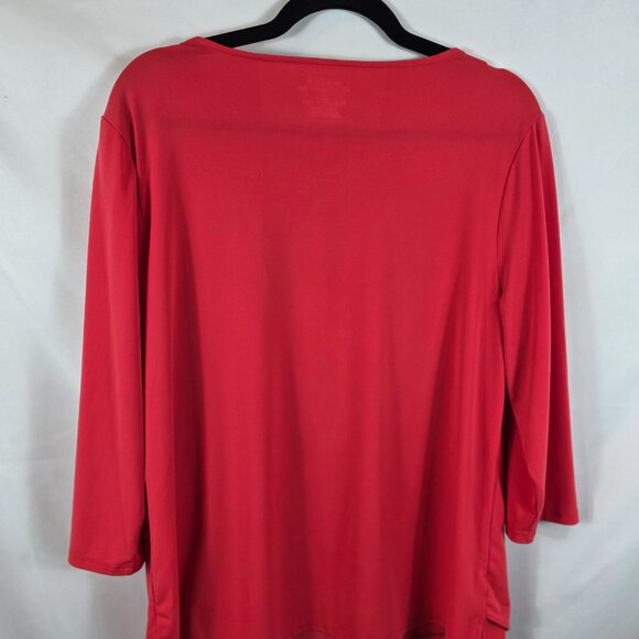 Chico's Size 2 Ultimate Tee Women's Size Large Dark Pink Asymmetrical Hem - Picture 10 of 12